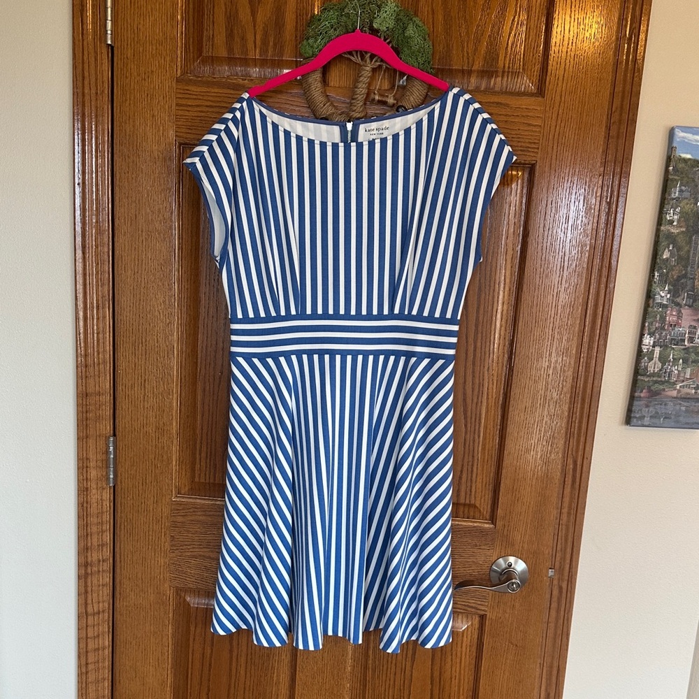 Kate Spade Navy and White Striped Midi Dress